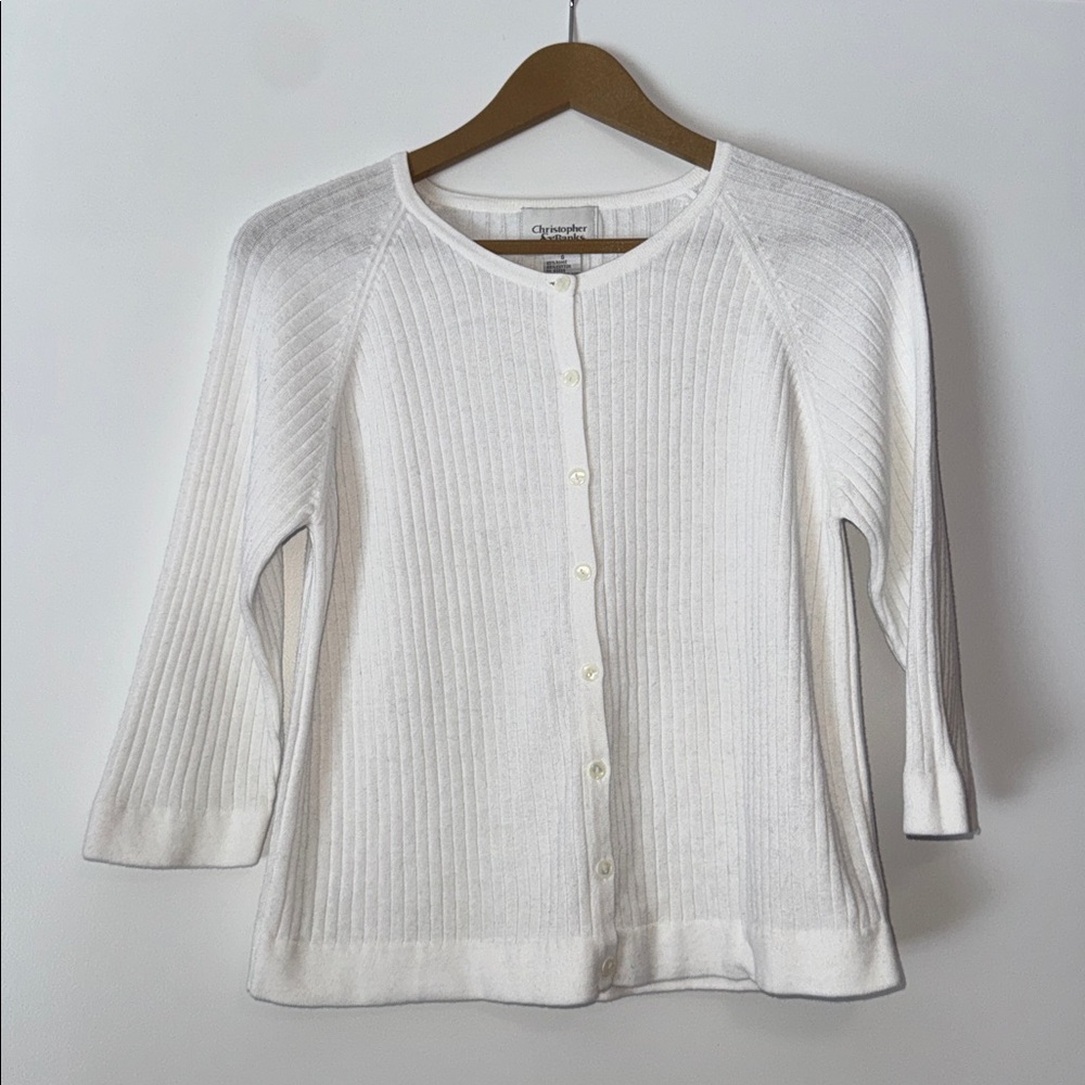 Christopher & Banks 50% Cotton 50% Ramie White Layering Cardigan | Women’s Small